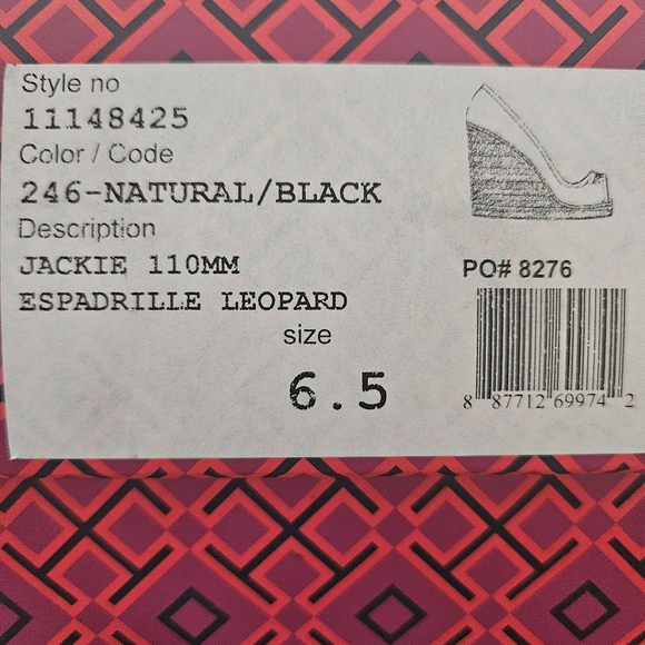 Tory Burch Jackie 110MM Espadrille Leopard Peep Toe Wedge 6.5 - Picture 12 of 12
